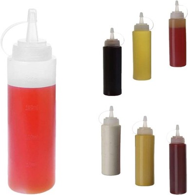 6er Pack 8oz Gewürzflaschen aus HDPE-Kunststoff für Saucen & Öle