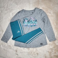 Adidas Long Sleeve Tee  Leggings 2 Piece Set Gray Girls Size 4 NWT
