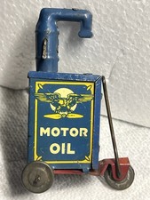 Old Tin Litho MARX TOY Gas Station MOTOR OIL Service Gas station Cart