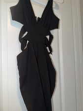 BEBE Black Cut Out V Neck Dress Size S