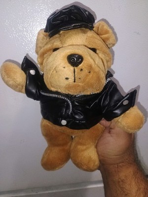 Vintage Dan Dee Bulldog W/Black Leather Jacket Hat Plush Stuffed Animal 11'' 