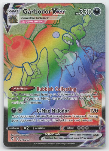 Evolving Skies Garbodor VMAX 216/203 Secret Rare Pokemon NM 5ban Graphics