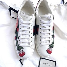Gucci Ace White Leather Floral Embroidered Sneakers Italy, Size EUR 35 / US 5