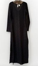 MimiChica Black Crochet Lace Dress M Openknit Maxi Whimsigoth Bodycon Vamp Sheer
