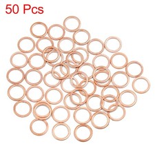 50 Pcs 10mm Inner Diameter Copper Washers Flat Sealing Gasket Rings for Car
