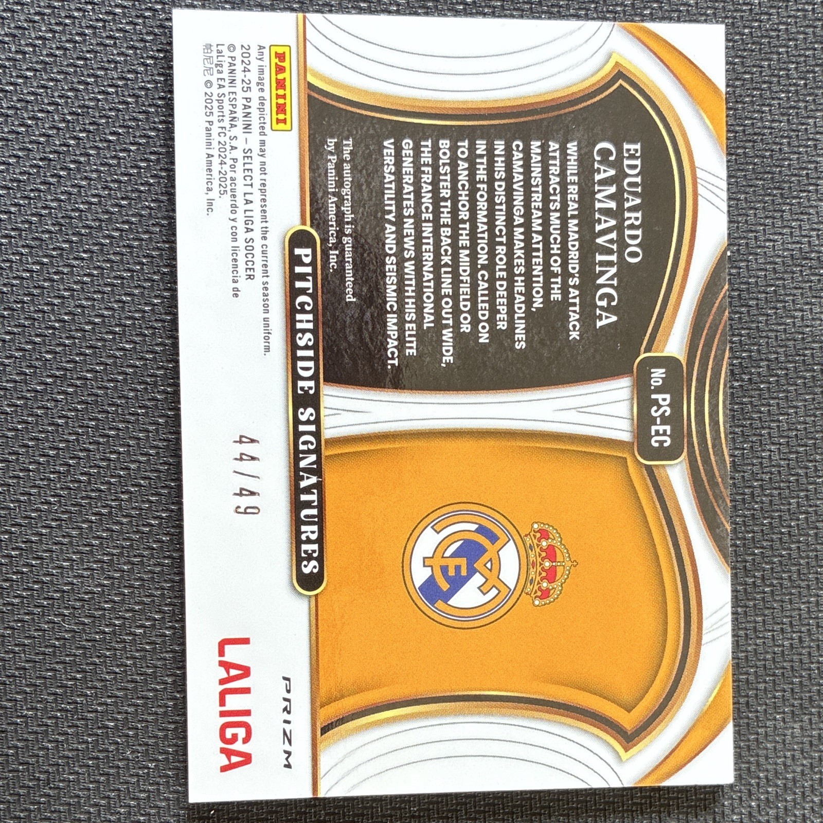 Panini 2024-25 Select LaLiga Pitchside Signatures Camavinga PS-EC Auto /49 view 2