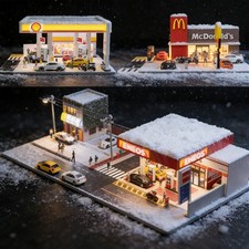 Diorama 1/64 Diecast Car Garage Model LED City Street Parking Lot Scene Display