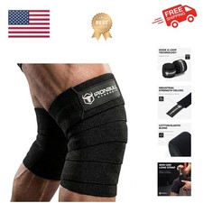 Knee Wraps for Weightlifting - 80" Elastic Knee Straps for Squats and Weight ...