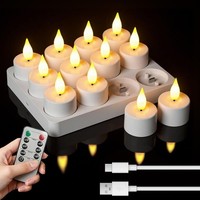 Led Teelichter 12 StüCk Aufladbar Timer Fernbedienung Ladestation Flackernde
