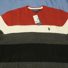 US Polo Assn. Sweater Mens L Multicolor Striped V-Neck Long Sleeve Pullover -NEW