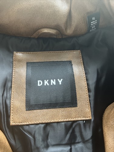 DKNY Jacke Herren XL braun gesteppt wattiert Kunstleder Wintermantel UVP $ 225 - Bild 7 von 8