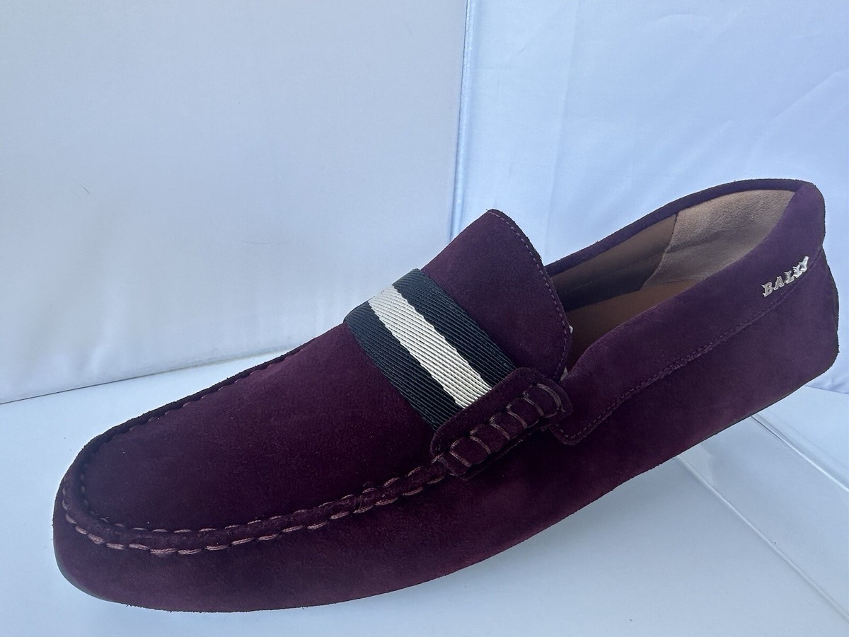 Bally Pearce Suede Drivers Burgendy Vine Mens Size 10d for 