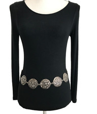 Women's Chain Belt XS-S Silver VTG Concho Jeweled Boho Metal Casual Dress Ladies
