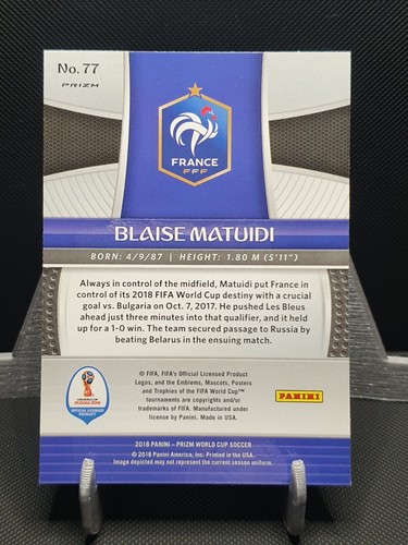 2018 Panini Prizm FIFA World Cup Russia RWB Blaise Matuidi #77 France - Picture 2 of 2