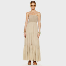 MICHAEL Michael Kors Khaki Strapless Tiered MAXI DRESS size S ~ Retail $195