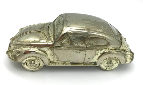 VW Oval Bug 1950ies Flip Top Beetle Table Lighter CHROME SILVER SPLIT 1200 KDF - Picture 3 of 12
