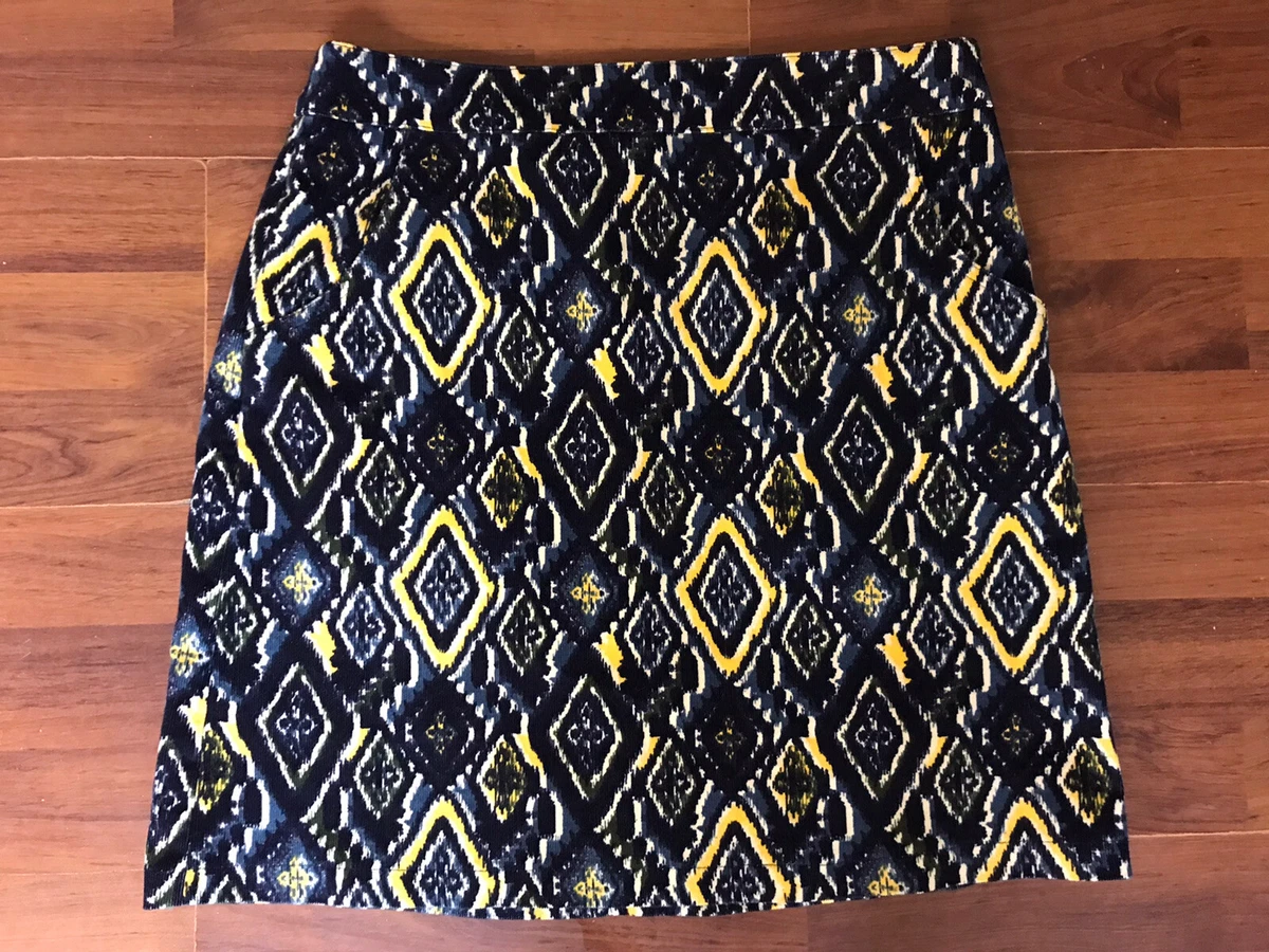 TU At Sainsbury s A Line Skirt Blue Yellow Needlecord Corduroy Cord Size UK 10