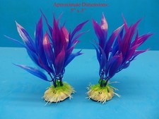 4 PIECES - PLASTIC PLANT W HEAVY BASE 085 5" H x 3" AQUARIUM DECORATION