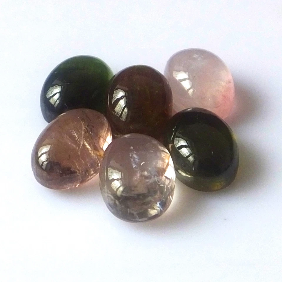 10X14 mm Oval Cut Tourmaline Multi Color Cabochon Natural Loose Gemstone 6 Piece - Image 2 of 4
