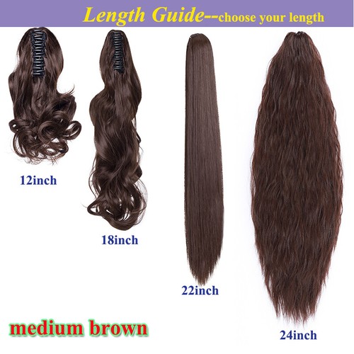 Claw Jaw Clip On Pony Tail Remy Human Hair Extensions One Piece Ponytail Real US - Picture 18 of 48