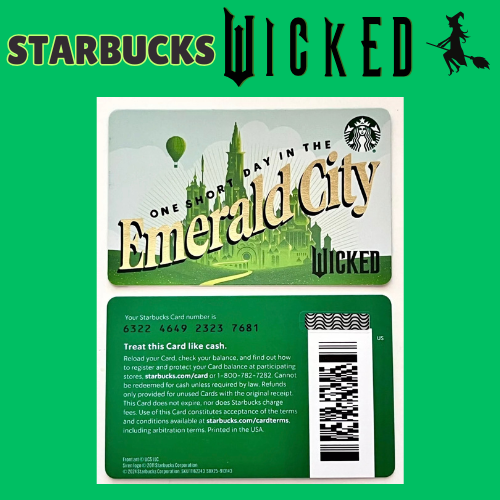 2024 STARBUCKS WICKED EMERALD CITY Gift Card NEW | eBay UK