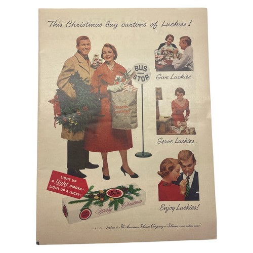 1957 Lucky Strike Vitg Print Ad - This Christmas Buy Cartons Of Luckies ~ Tabak - Bild 1 von 4