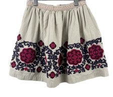 Peek Girls Kids Size L/8 Beige Floral Embroidered Full Skirt Pull On Casual