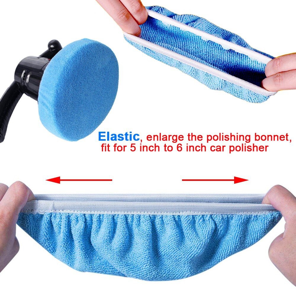 Rotary Car Polishing Buffing Machine Kit Mini Car Polisher Buffer Sander 5" Pads