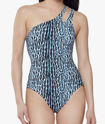 NWT Jessica Simpson Sassy Safari One Shoulder Maillot One-Piece Multi Size M