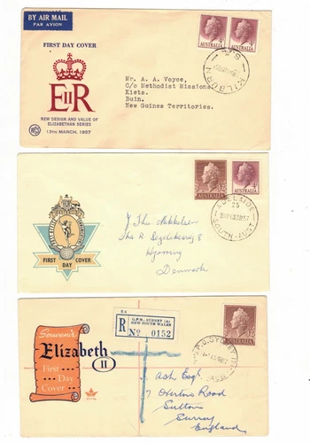 Australia 1957 4d & 1/7 QE on FDCs,cds  KILBURN SA etc       (3 Covers)