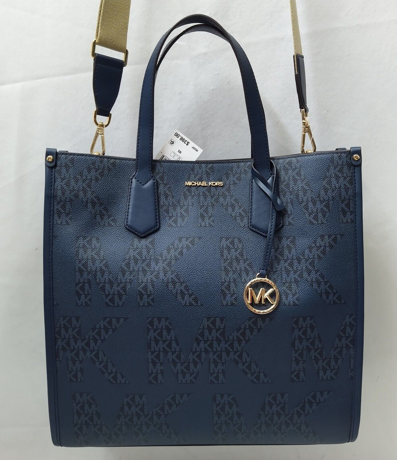 Michale Kores Maple Blue Leather Double Handle Large Tote Bag - NWT $398 image 9