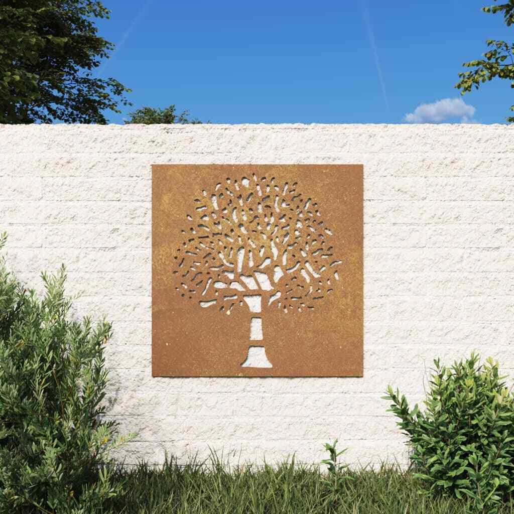 Rustic Corten Steel Tree Wall Art for Outdoor Patio Decor-image