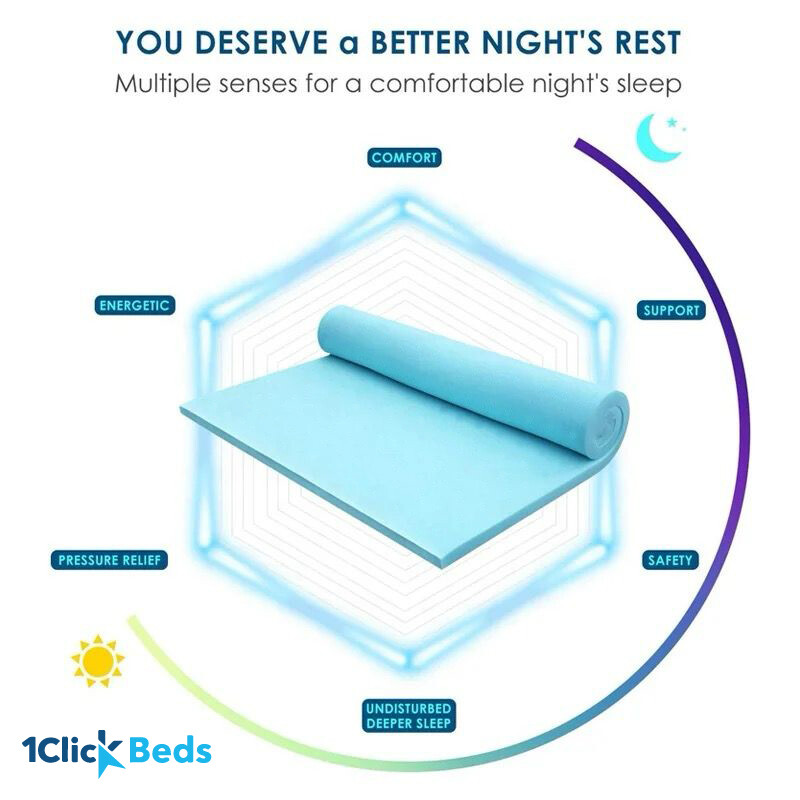 Cool Gel Foam Mattress Topper All Sizes Available 1" 2" 3" 4" Depth