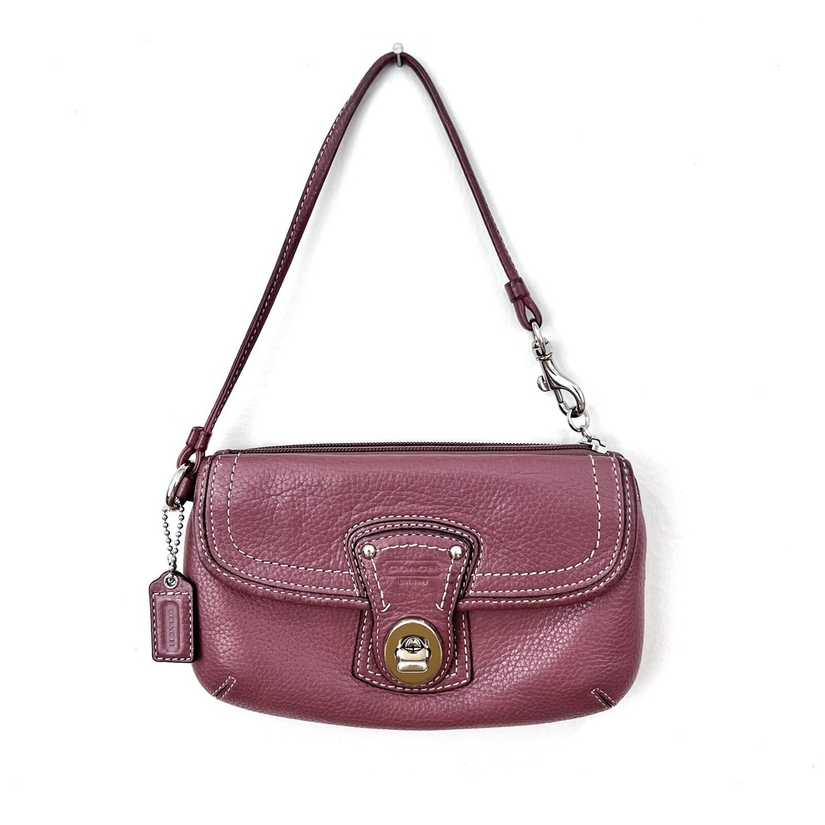 バッグ COACH Legacy Turnlock Wristlet Pink Coach Legacy Flap Mauve Dusty Rose Pebbled Leather Turnlock
