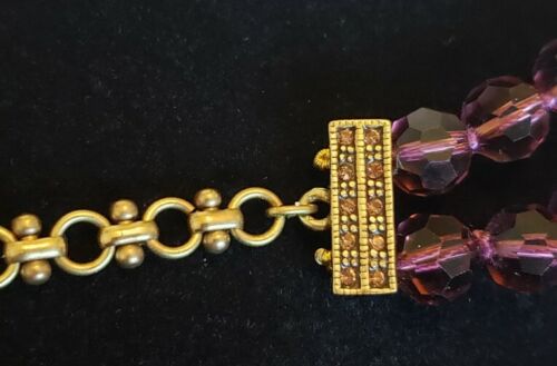 Heidi Daus Purple Glass Beaded Statement Necklace Cornucopia/ Harvest Bounty - Picture 14 of 24
