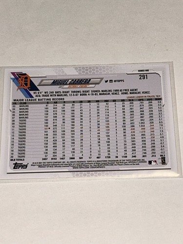 Miguel Cabrera 2021 Topps Series 1 #291 Tigers baseball card L1 - Picture 4 of 4