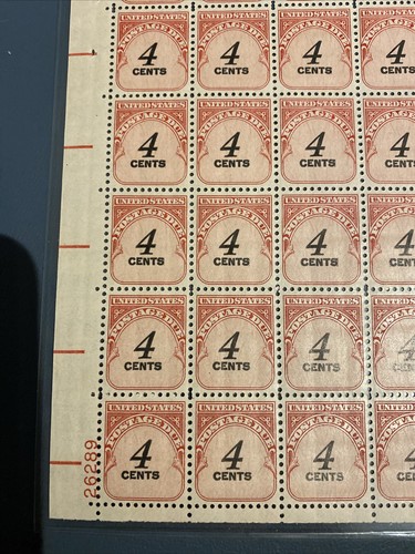 Scott# J92 Full Sheet 4 cent Postage Due 1959 Mint OG - Picture 7 of 10