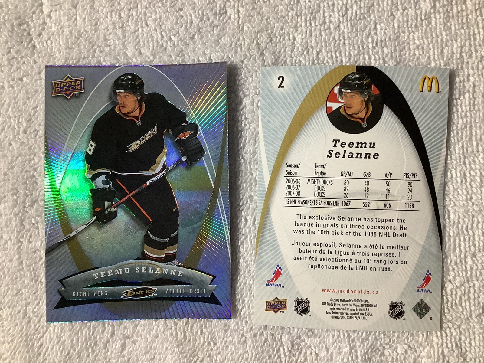 2008-09 McDonald’s Upper Deck (#2 Teemu Selanne )(b185)