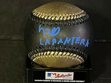 Luis Robert Mets Signed Black & Gold Baseball Beckett COA La Pantera