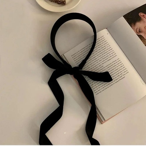 Elegant Bezel Ribbon Headbands - Black Bows Hairbands Women Hair Accessories 1pc - Picture 13 of 13