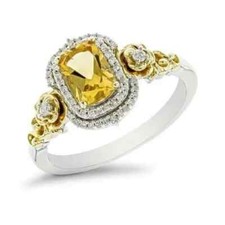 3Ct Cushion Cut Simulated Citrine Women's Engagement Ring 14K White Gold Plated