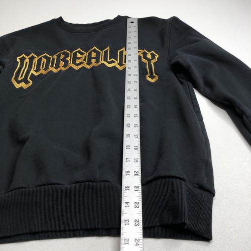 H&M Divided Sweatshirt Women XS Black Gold Embroidered Unreality 100% Cotton - Picture 9 of 15