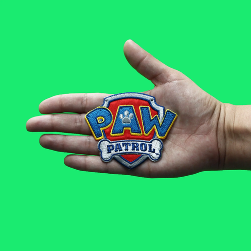 Paw Patrol Shield Logo Patch Kids Rescue Cartoon Embroidered Iron On - Picture 3 of 3