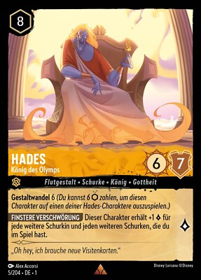 Disney Lorcana Karte Hades König des Olymps 5/204 Das Erste Kapitel NON FOIL