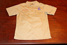 Boy Scouts of America BSA Men's Shirt Tan Small Sewn Patches Short Sleeve