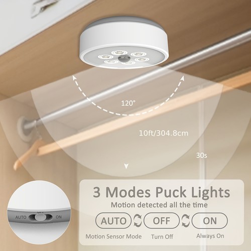 Remote Control LED Puck Light Dimmable Push Light Under Cabinet Lamp Rechargable - Picture 3 of 12