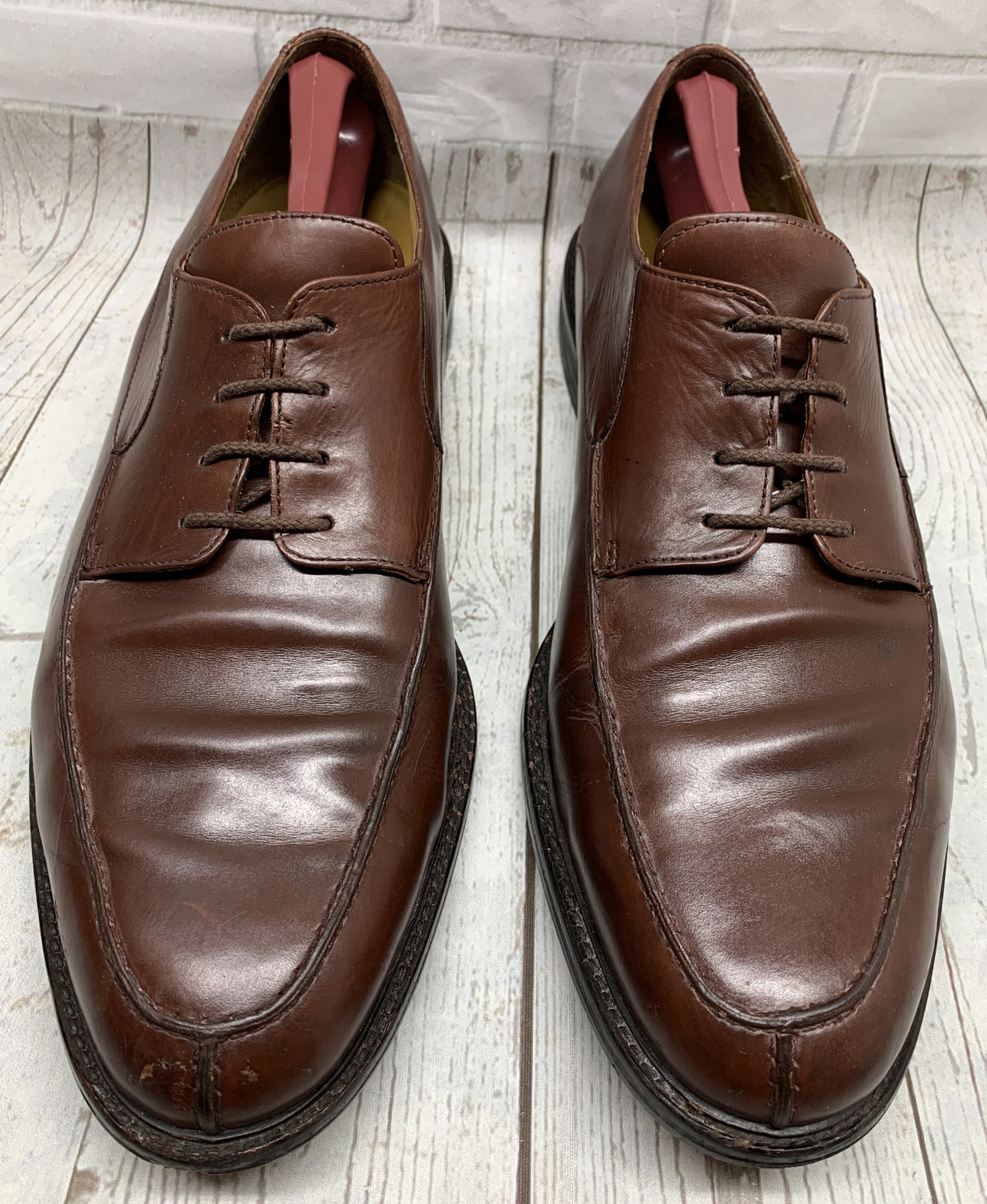 Johnston & Murphy Solid Brown Split Moc Toe Lace … - image 4