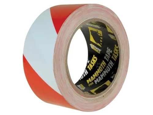 Everbuild Mammoth PVC Hazard Tape 50mm x 33m Black / Yellow & Red/White - Picture 2 of 6