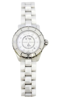 Chanel Watch White Ceramic J12, Diamond Dot Hour Markers, Box and