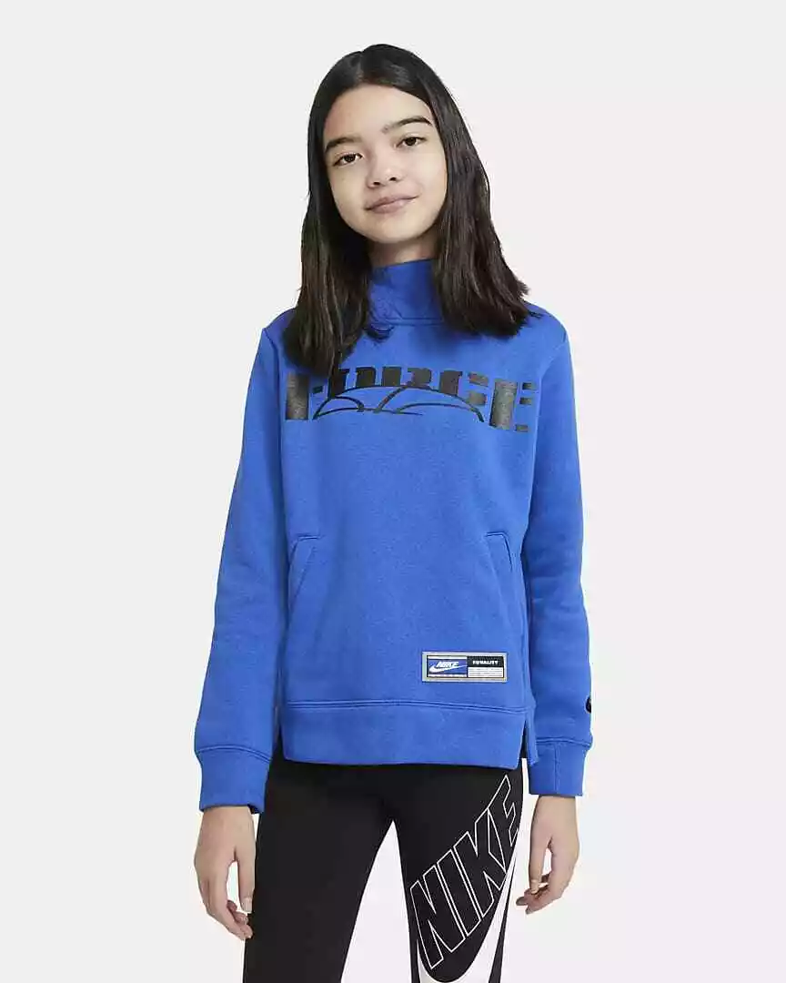 Nike Sportswear Girls Force Pullover Hoodie Equality Blue Size L